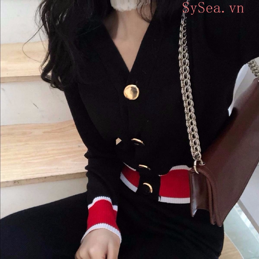 Áo Khoác Cardigan Tay Dài Cổ Chữ V Thiết Kế Thanh Lịch
