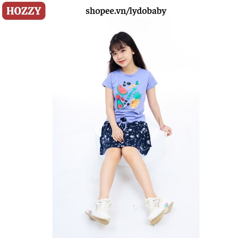 Đồ bộ bé gái Hozzy 20kg - 40kg áo kèm chân váy size đại có chip đùi set trang phục đi chơi cho bé 6 tuổi đến 12 tuổi