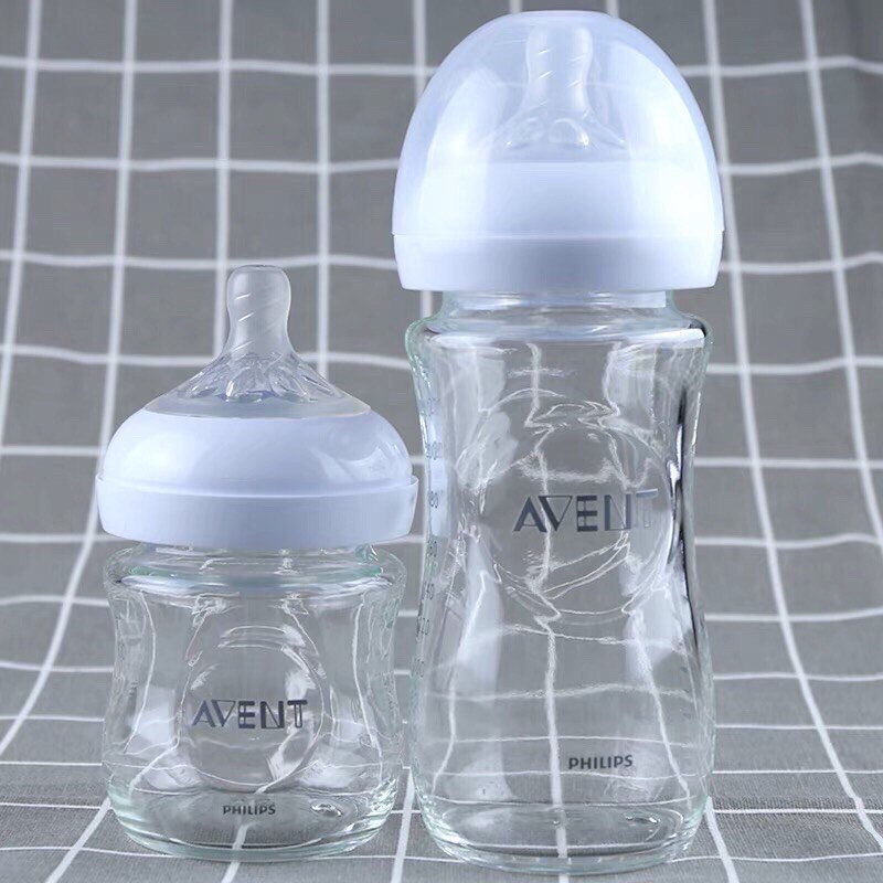 Bình Sữa Avent Natural Thủy Tinh 120/240 ML Nhập Khẩu Chính Hãng Pháp, Dành Cho Trẻ Sơ Sinh Đến 18 Tháng Tuổi