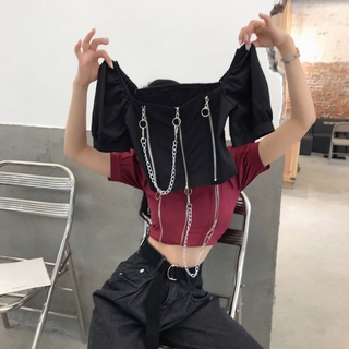 Áo croptop tay phồng cổ vuông phong cách cổ điển