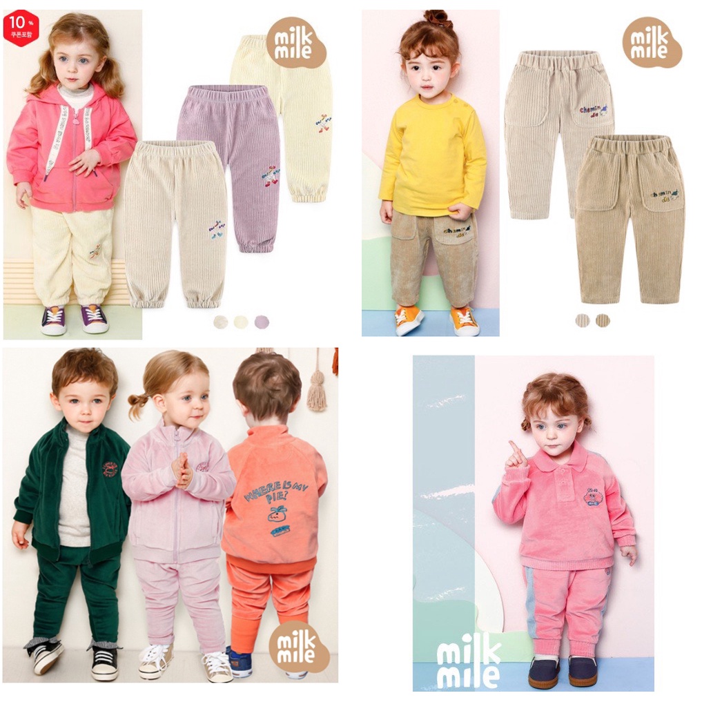 (90,120)Quần nỉ nhung nhiều màu Hàn Quốc chính hãng Milkmile