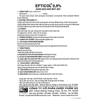 Nước muối sinh lý Efticol vệ sinh mắt mũi (lốc 10 chai)