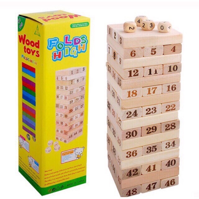 BỘ RÚT GỖ LOẠI LỚN 48 THANH - BỘ RÚT GỖ WISS TOY 54 THANH