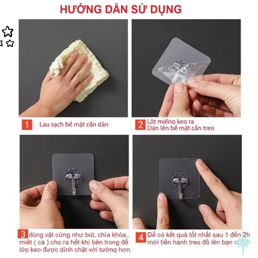Móc Dán Tường Siêu Dính Trong Suốt Chịu Lực Tốt Treo Tường Chắc Chắn 6x6 cm - MTS -tramxuantjaw7526