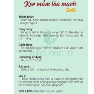 Kẹo mầm lúa mạch gold thảo mộc 37