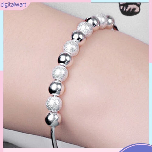 Vòng tay mạ bạc dạng hở thiết kế xỏ 9 hạt châu lấp lánh sang trọng dành cho nữ