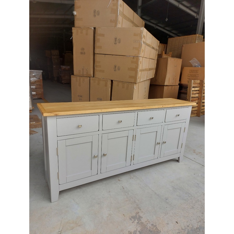 Tủ buffet 4 cánh 4 hộc màu xám đỉnh sồi hàng XK KT: Dài 170 x sâu 38 x cao 80cm