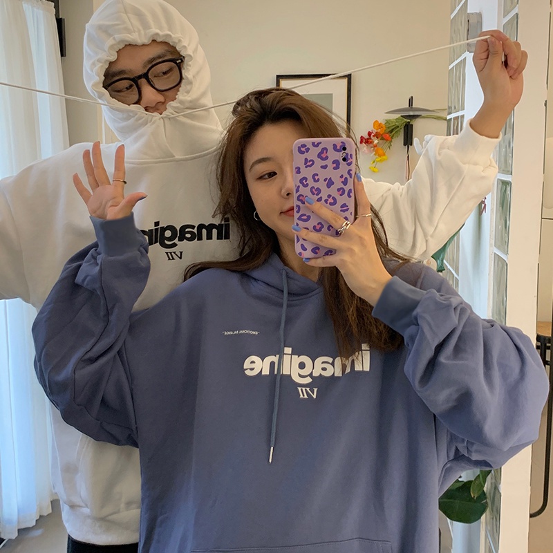 SUXI Áo hoodie dáng rộng in chữ thiết kế mới thời trang mùa thu theo phong cách hàn quốc dành cho nữ