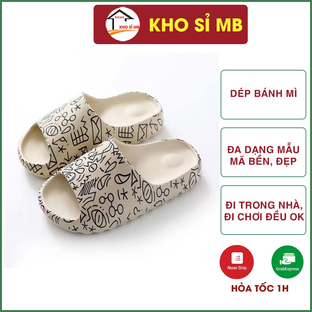 dép ulzzang bánh mì cute cho nam, nữ, dép quai ngang bánh mỳ đế cao kho sỉ mb