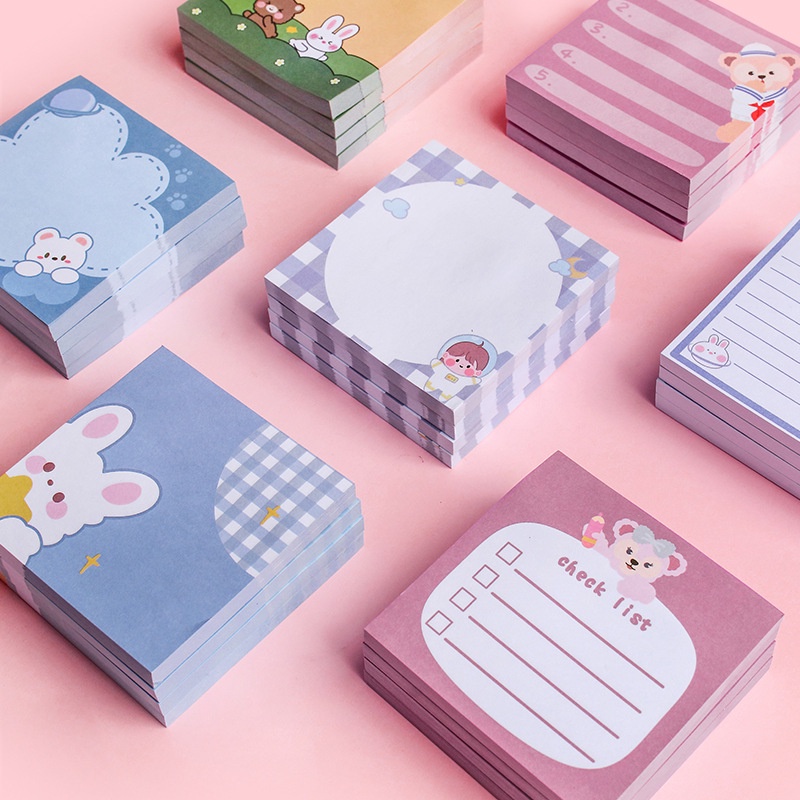 Set 80 giấy ghi chú tự dính họa tiết hoạt hình dễ thương cho học sinh