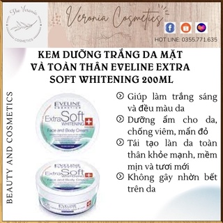 Kem dưỡng ẩm làm trắng da mặt và toàn thân Eveline Extra Soft Whitening 200ml