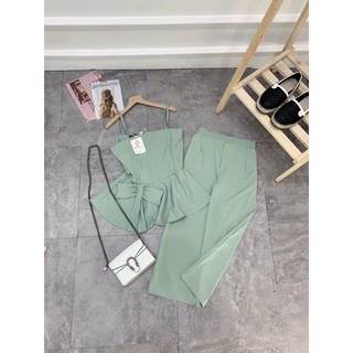 Set áo 2 dây nơ eo + quần suông