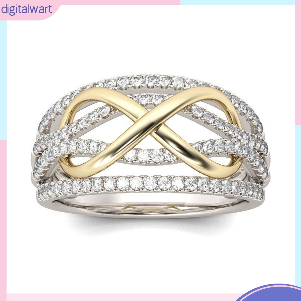 Nhẫn đính hôn đính đá hình số 8 sang trọng