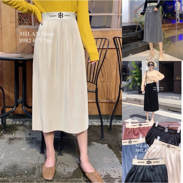 Chân váy nhung cạp chun chữ sang chảnh hot hit