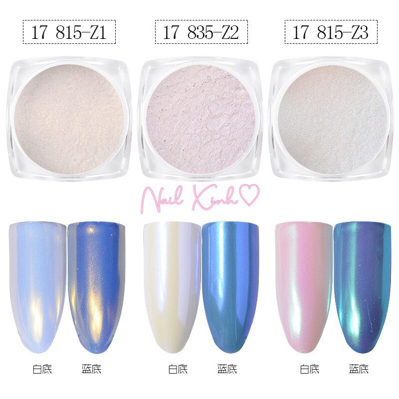 Bột crom, đắp móng crom ánh hồng ngọc trai, hiệu ứng tráng gương sáng bóng, phụ kiện nail hot 2020