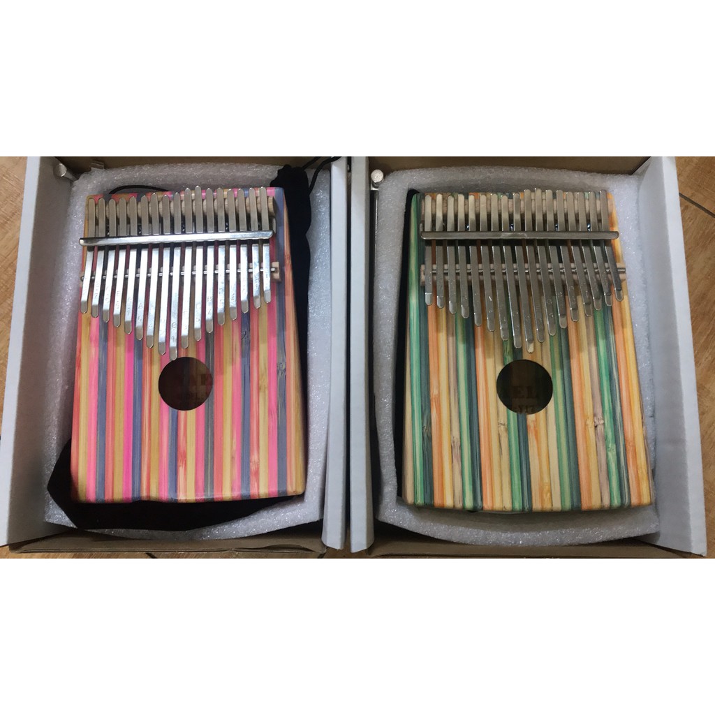 Đàn Kalimba 17 phím Woim Gỗ Sọc Hồng Tặng Kèm Kèn Kazoo - HÀNG CÓ SẴN