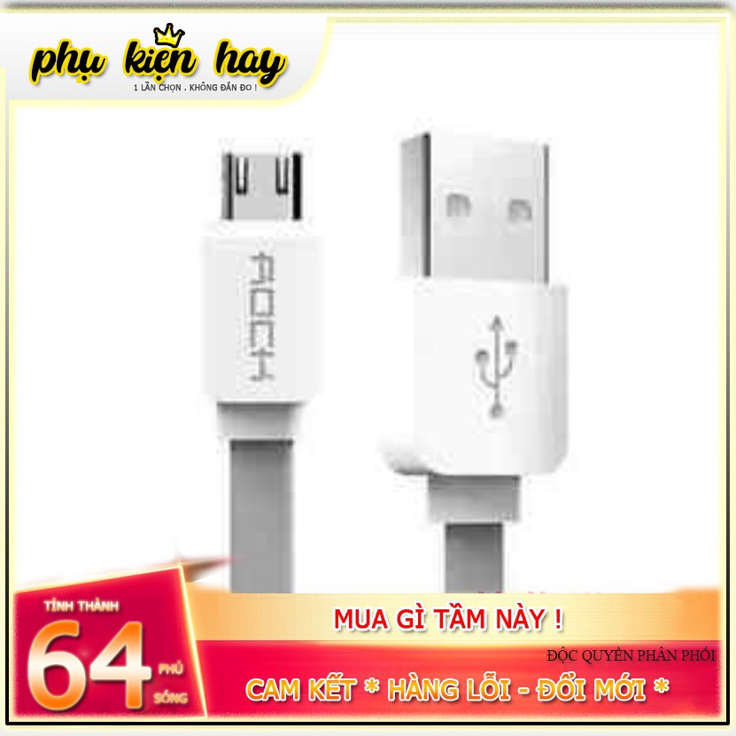 Cáp sạc điện thoại chống rối chân MicroUSB hãng ROCK 1m