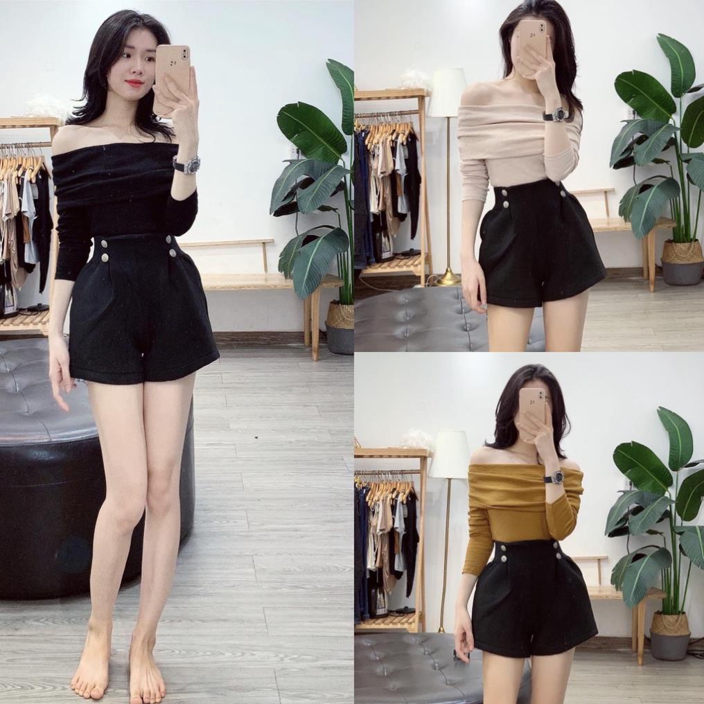 Áo len tăm dài tay trễ vai MaiRin Fashion phong cách thời trang nữ sành điệu, dễ phối đồ 089 | BigBuy360 - bigbuy360.vn