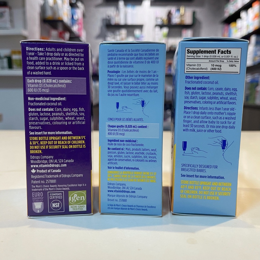 Vitamin D3 Baby Ddrops Mỹ cho bé 0-12 tuổi DATE XA