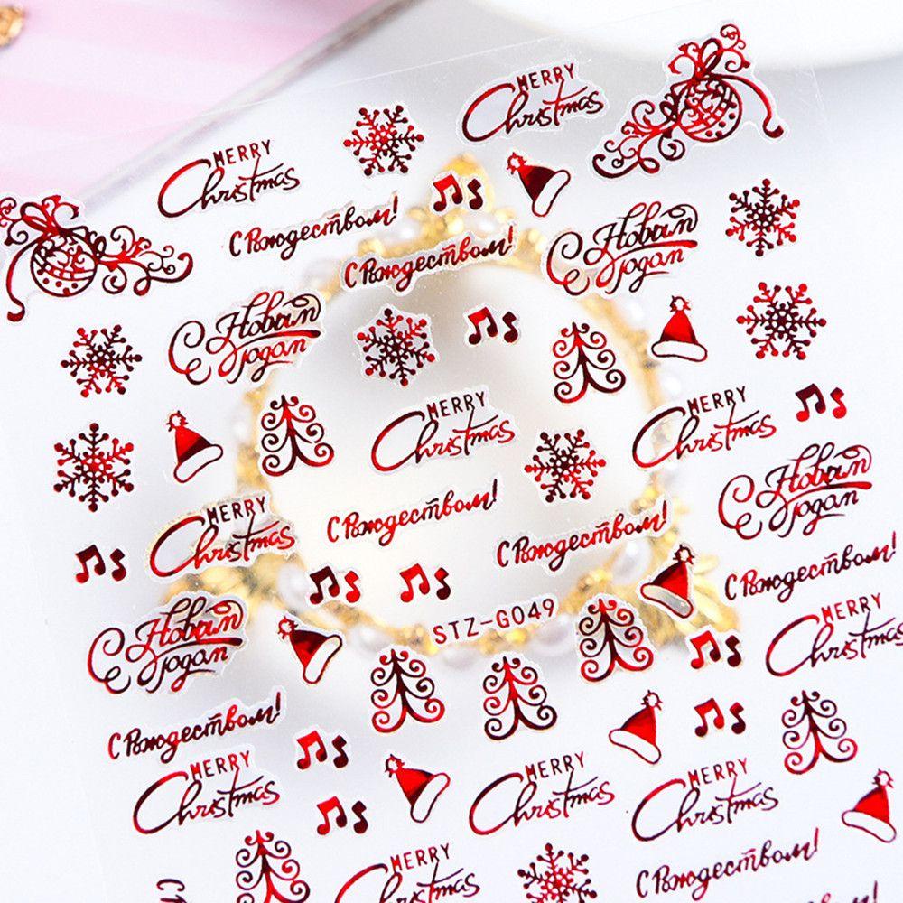 DIACHAVN Sticker Dán Móng Hình Cây Thông Giáng Sinh