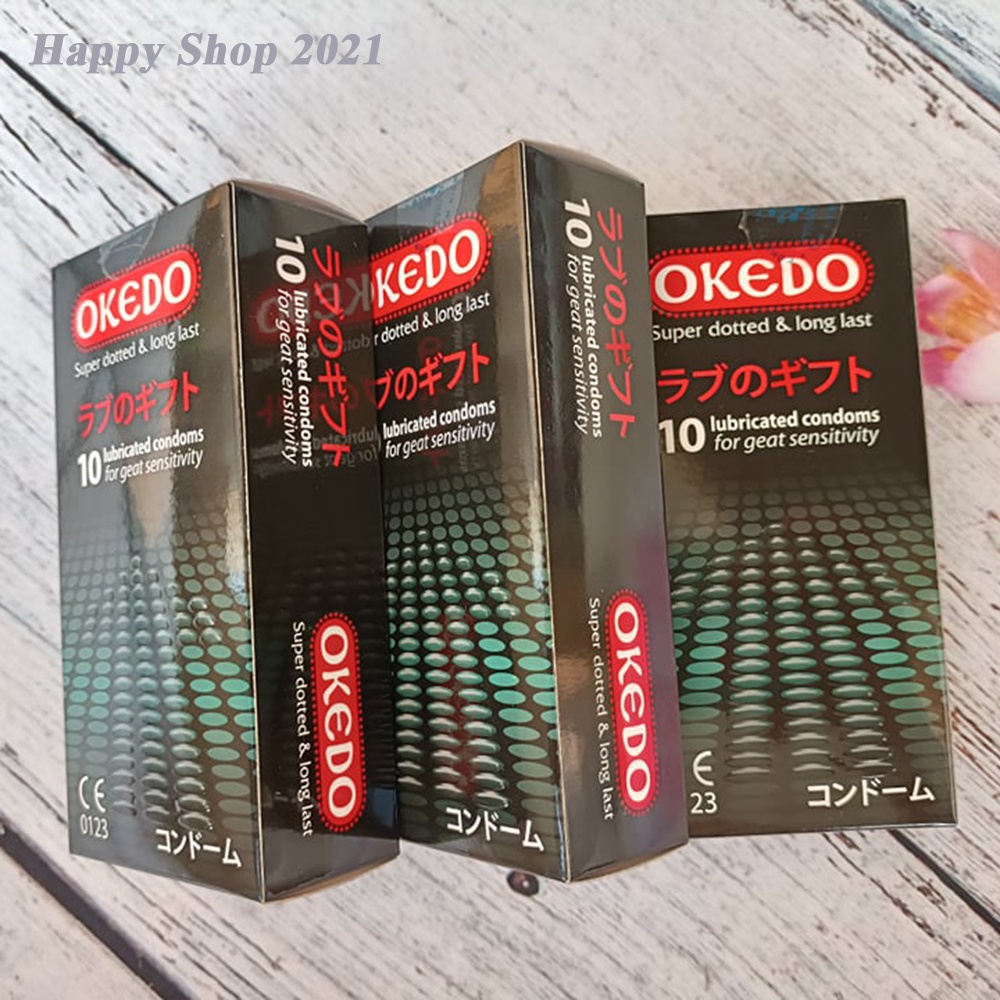 Combo 3 hộp bao cao su OKEDO 10   - bao kéo dài thời gian, gai
