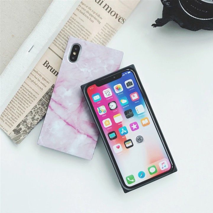 Ốp Lưng iPhone 7/8/7/8Plus/X/XS/XR/XSMax/11/12/13 Kiểu Đá Cẩm Thạch 4 Góc Vuông - Mã TZAC257