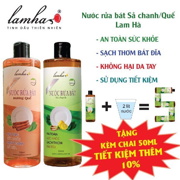 Nước rửa bát sả chanh thiên nhiên Lam Hà 0,5 lít