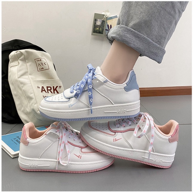 Giày thể thao nữ air force 1 custom màu xanh / hồng, Giày sneaker nữ AF1 hàng Trung chuẩn đẹp full box bill | BigBuy360 - bigbuy360.vn