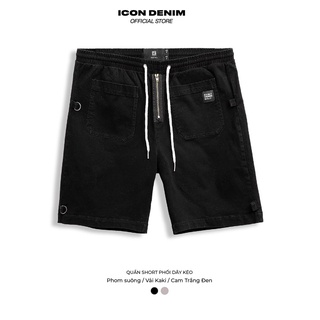 Quần Short Kaki Nam Trơn ICON DENIM Phối Dây Kéo QS100047