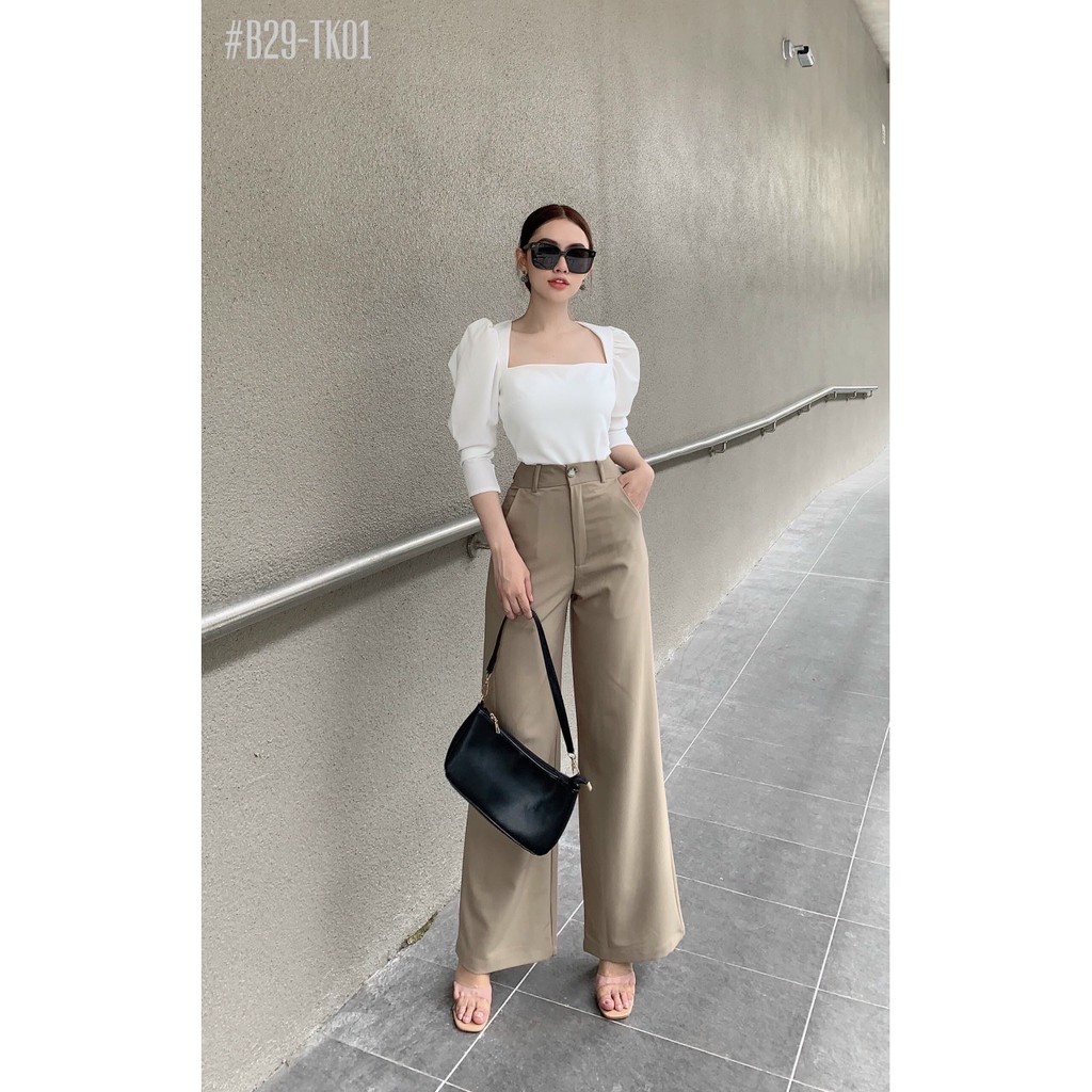 [Mã WAUP12 hoàn 15% xu đơn 150k] [SHIP 2H] Quần cullotes nữ form dáng suông dài, ống rộng, cạp cao, có 2 màu: đen, nude | BigBuy360 - bigbuy360.vn