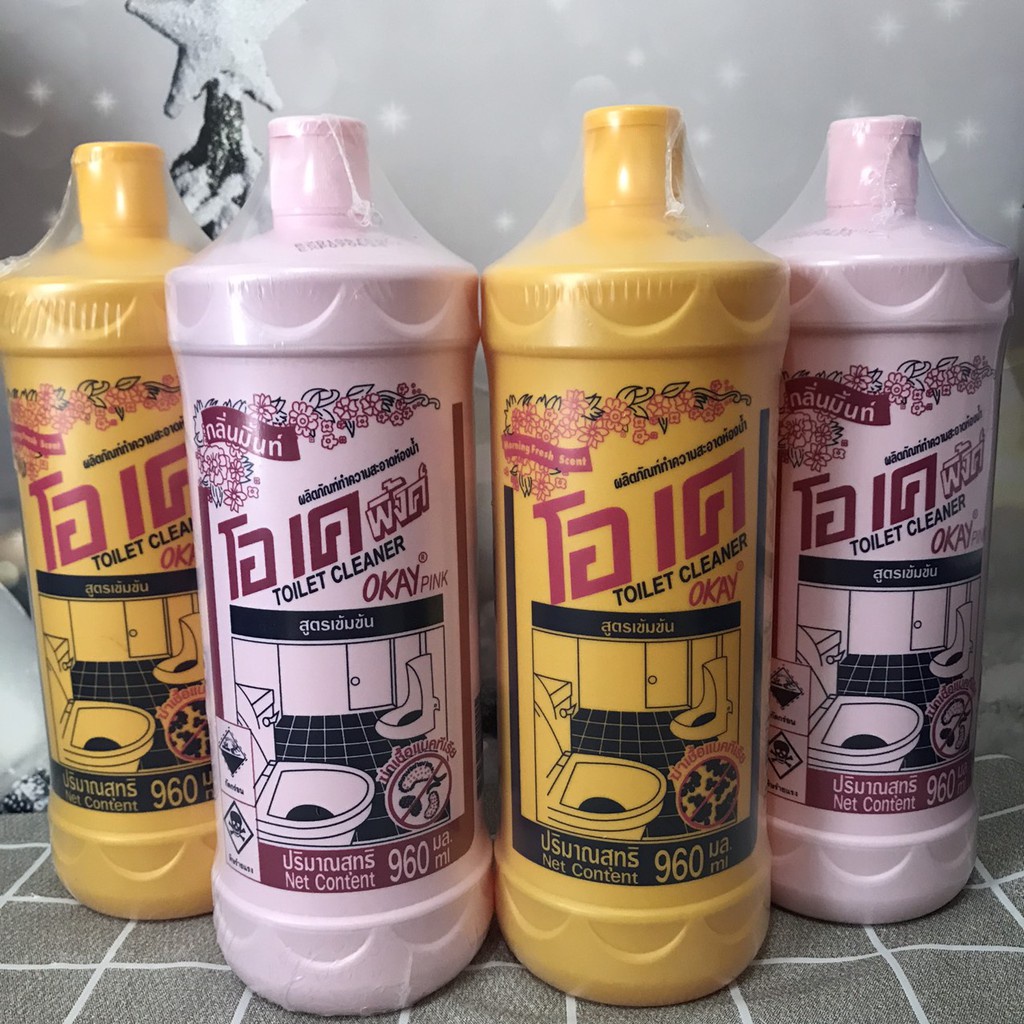 Nước Tẩy Thái Lan OKAY 96OML Chai Tẩy Sạch Bồn Cầu Toilet Đánh Bay Mọi Vết Bẩn Màu Hồng, Vàng Cao Cấp