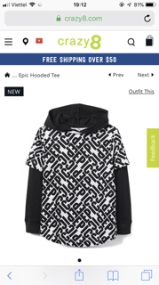 ÁO HOODIE CRAZY8 SIZE ĐẠI