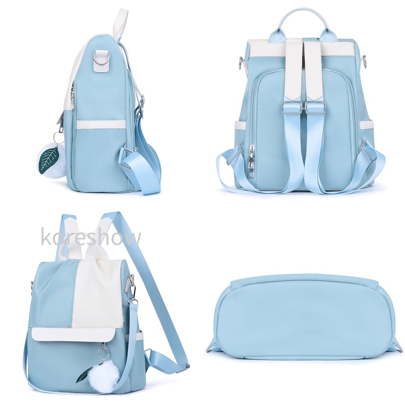 Balo Thời Trang Bằng Nylon Chống Nước Chống Trộm Phong Cách Hàn Quốc Cho Nữ