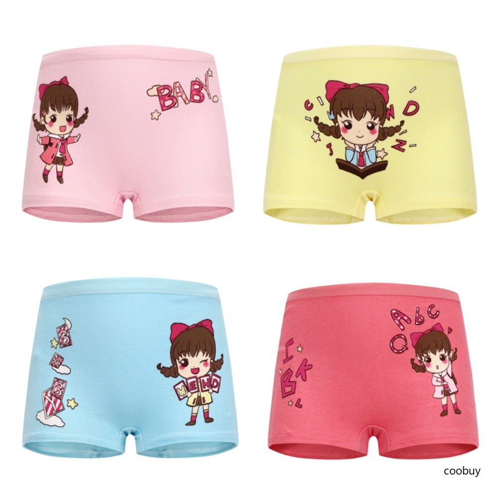 Quần lót boxer vải cotton in hoạt hình dễ thương dành cho bé gái