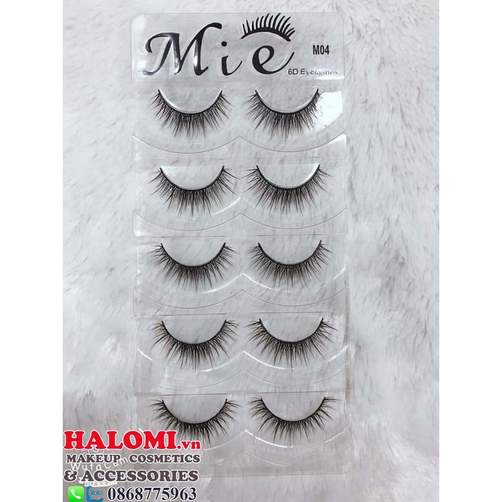 Mi giả tự nhiên 6D Mie 04 5 cặp cao cấp chính hãng HALOMI chuyên dùng cho makeup
