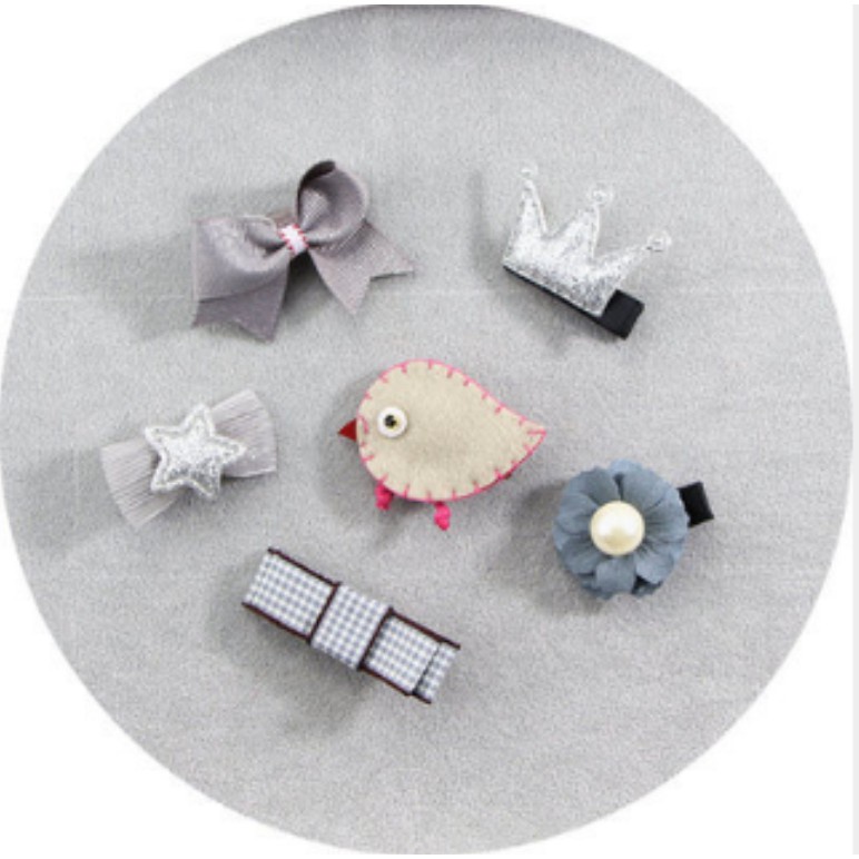 Set 5 kẹp tóc công chúa nơ óng ánh xinh xắn điệu đà phụ kiện dành cho bé gái shop NEM