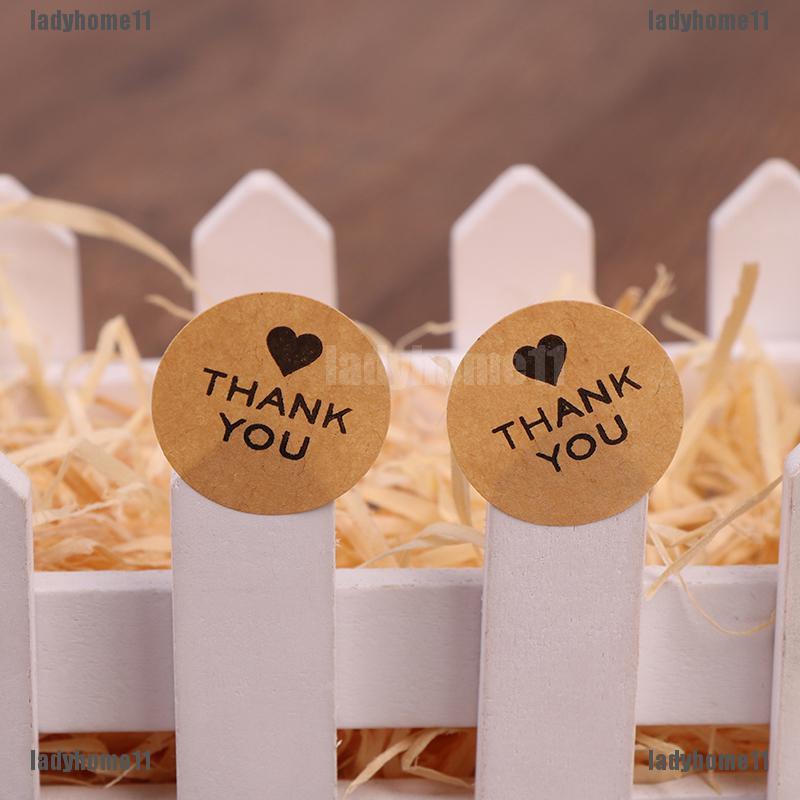Cuộn 500 miếng dán in chữ THANK YOU với hình trái tim cho trang trí thủ công DIY/ đám cưới