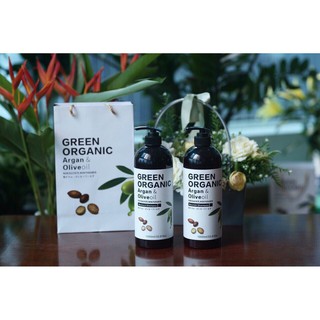 [FreeShip – Chính Hãng] Bộ dầu gội chống rụng GREEN ORGANIC 500ml và 1000ml tăng cường độ ẩm, phục hồi tóc kho xơ