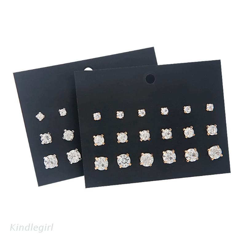 Set 9 Đôi Khuyên Tai Đính Đá Zircon Hình Tròn Cổ Điển Cho Nữ