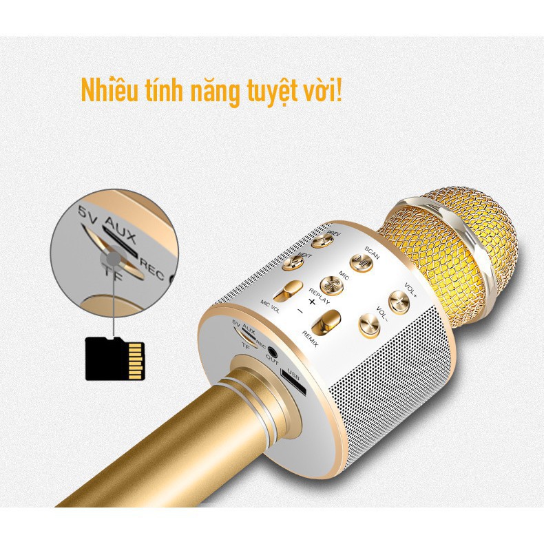 { BIG SALE} Mic Hát Karaoke WS858 Kết Nối Bluetooth