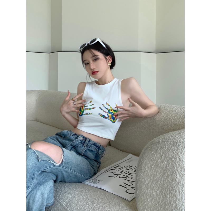 Áo Hai Dây Ngắn Phong Cách retro Mỹ Cho Nữ