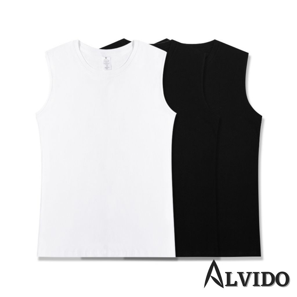 Áo thun TANKTOP basic Unisex ALVIDO - Basic Tee mùa hè phông trơn nam nữ Oversize form rộng đường phố Hàn Quốc