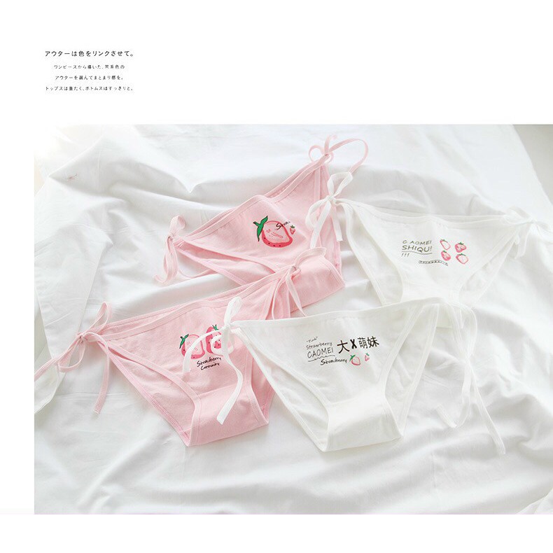 [Mã 12FASHIONSALE1 giảm 10K đơn 50K] Quần Lót Cotton Nữ Lưng Thấp In Họa Tiết Dâu Tây Dễ Thương Cho Bạn Nữ | BigBuy360 - bigbuy360.vn