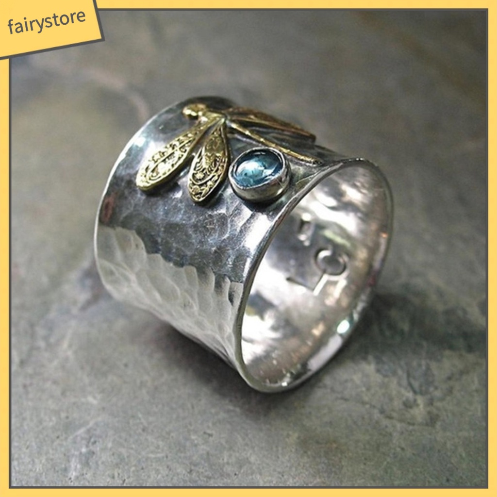 Nhẫn hợp kim hình chuồn chuồn đính đá xinh xắn