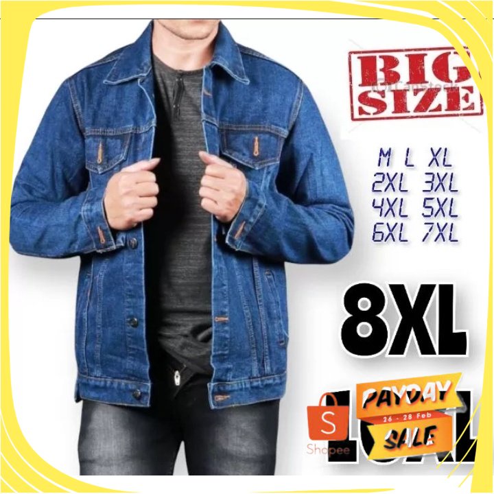 Áo Khoác Jean Size Lớn Uk. 2xl 3xl 4xl 5xl 6xl 7xl 8xl 10XL Cho Nam