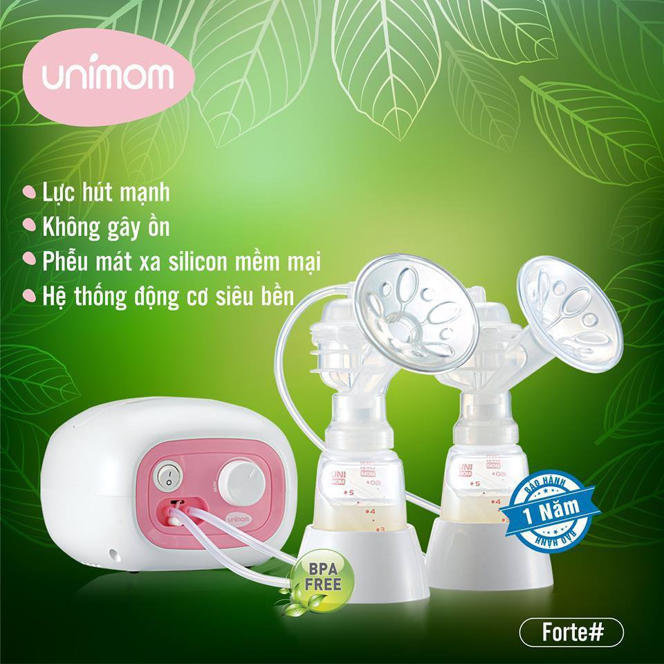 Máy hút sữa điện đôi Forte new Unimom có mát xa silicone / UM880113