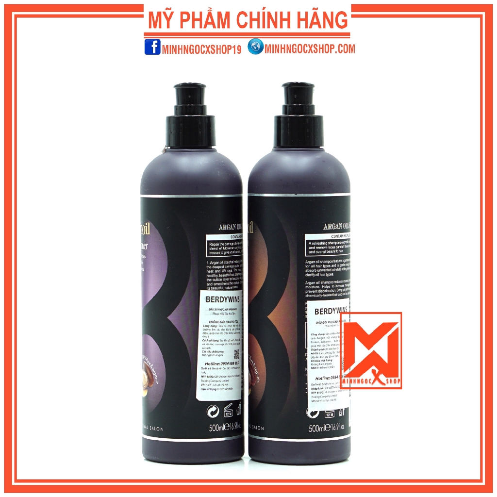 BERDYWINS DẦU GỘI XẢ PHỤC HỒI BERDYWINS ARGANOIL 500ML CHÍNH HÃNG