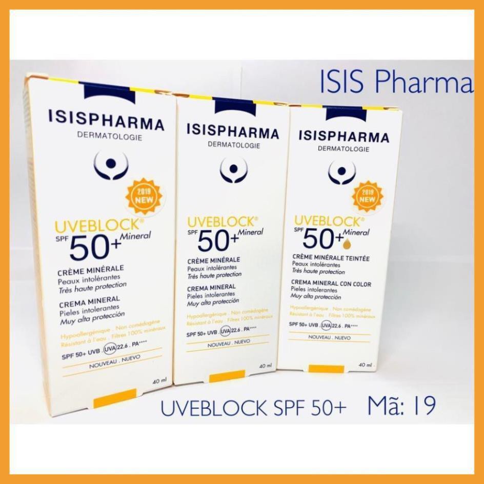 sw59 Isispharma UVEBLOCK SPF 50+ (40 ml): Kem chống nắng. Tặng kèm 1 chai Acne-Aid Liquid Cleaner (30 ml)