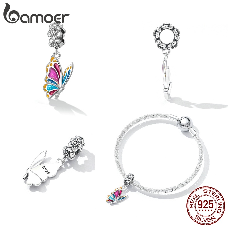 Mặt phụ kiện BAMOER SCC2216 bạc 925 hình bươm bướm xinh xắn