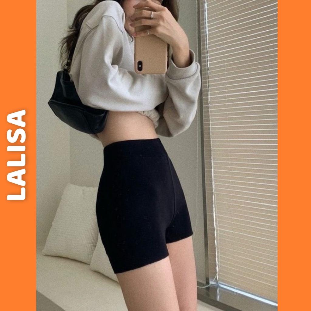 Quần legging đùi nữ nâng mông LALISA lưng cạp cao Biker thun co dãn dạng ngố lửng ôm body bó mặc nhà tập gym yoga QD008